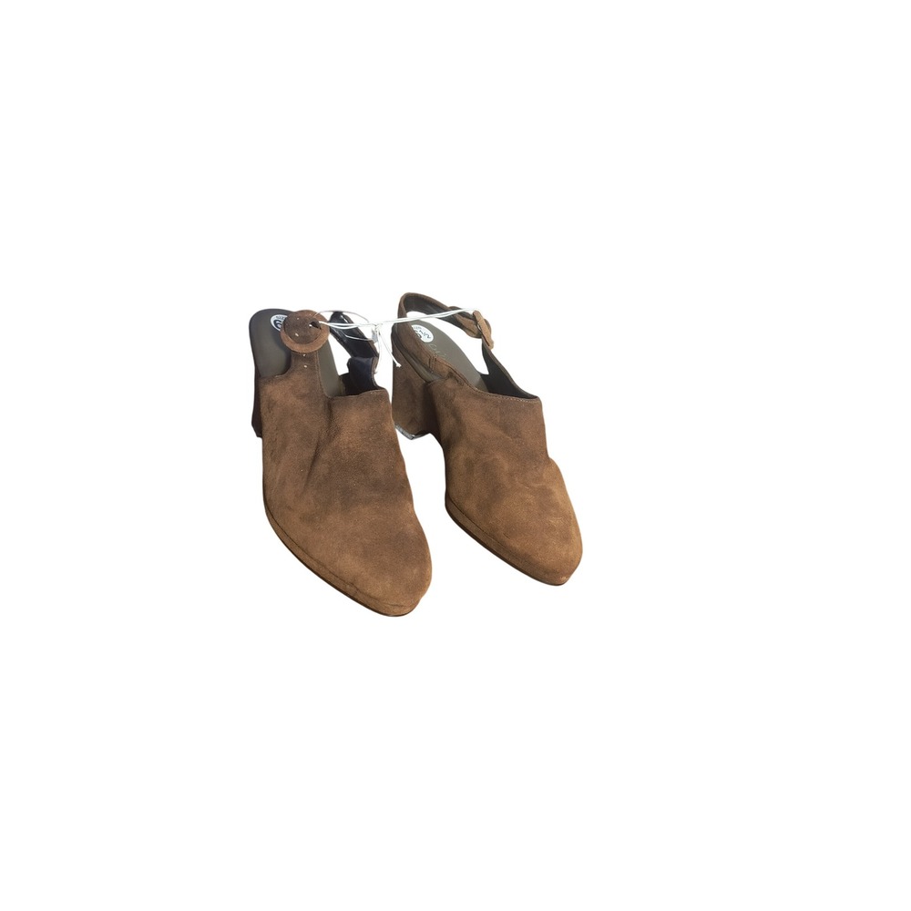 Chinese Laundry Brown Suede Wedge Heel Mules Buckle Slingback Casual Style - Picture 5 of 10